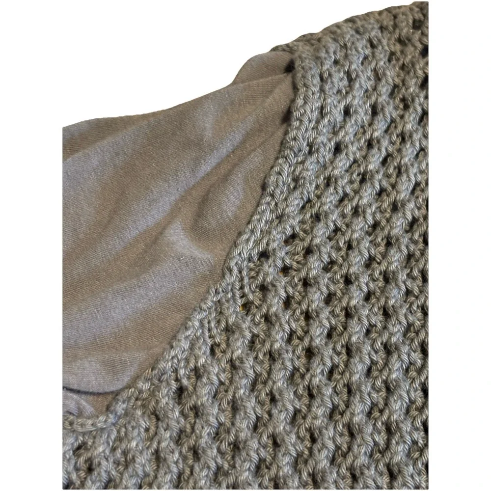 Pure Handknit Women's Oversized Grey Mixed Media Chunky Knit Pocket Sweater XS - Picture 5 of 13